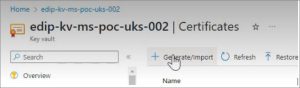DIP certificates generate CSR and KEY generate certificate option