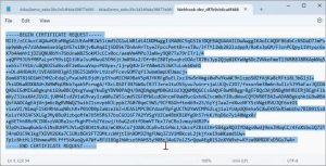DIP certificates generate CSR and KEY select certificate text