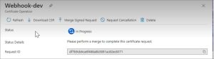 DIP certificates generate CSR and KEY download CSR file selected