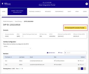 DIP example of nominate connection provider screen