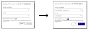 DIP example of nominate connection provider pop-ups