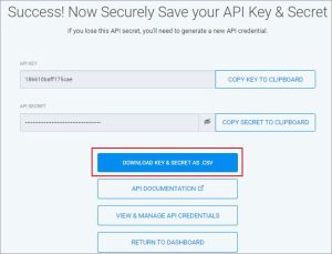 DIP GlobalSign website API credentials download option